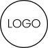 A black circle with LOGO written in the centre